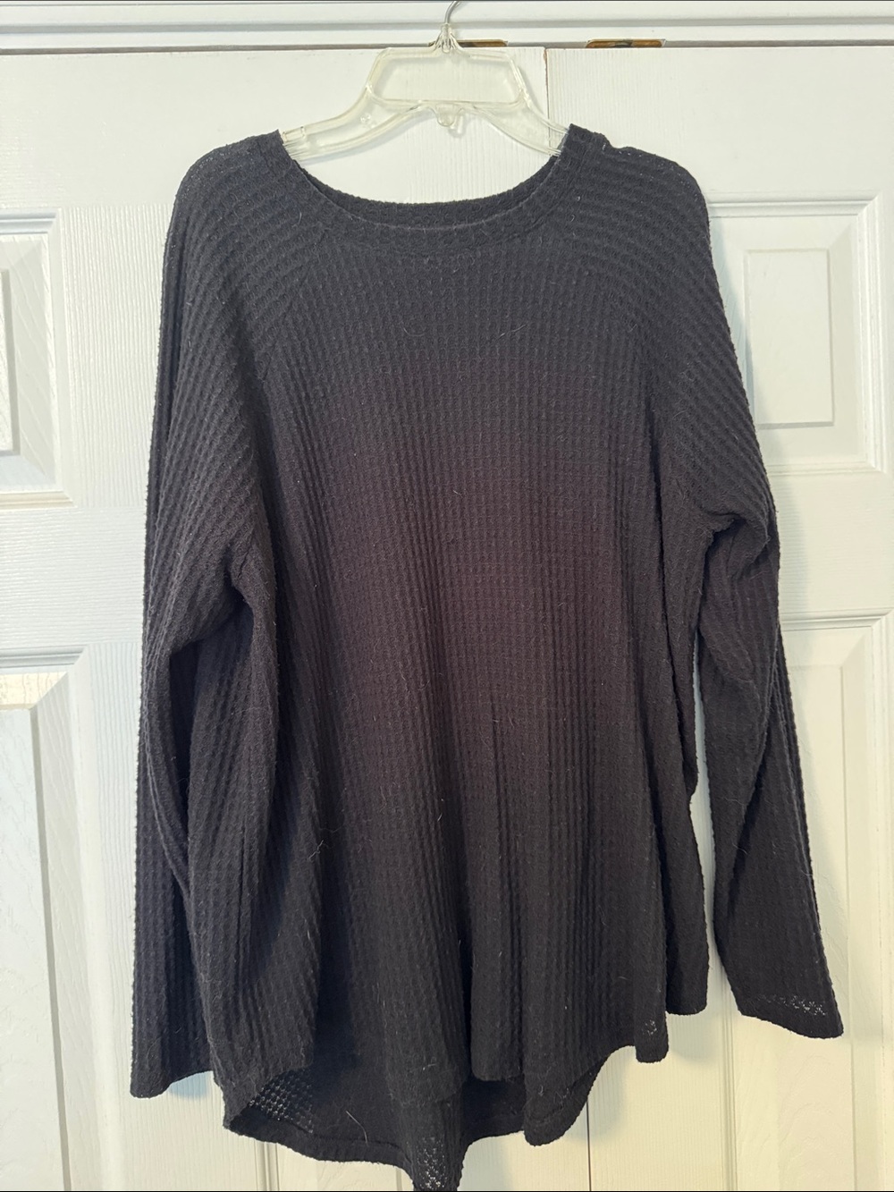 American Eagle Black Waffle Knit Long-Sleeve Sweater